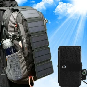 4/5P Portable Charger Folding Solar Panel Power Bank Outdoor Camping w/USB