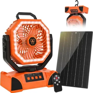 Solar Powered Fan with LED Lantern, Portable Camping Fan-Max 60 Hours' Runtime,