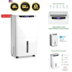 34 Pints Energy Star Dehumidifier for Spaces up to 2,000 Sq. Ft at Home, in B...