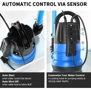 Water Sump Pump 3/4HP Submersible 2400GPH Utility Thermoplastic WE SHIP OVERSEAS