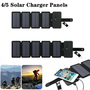 Solar Charger Panel Power Bank Fold Mobile Phone Waterproof Outdoor Camping 4/5P